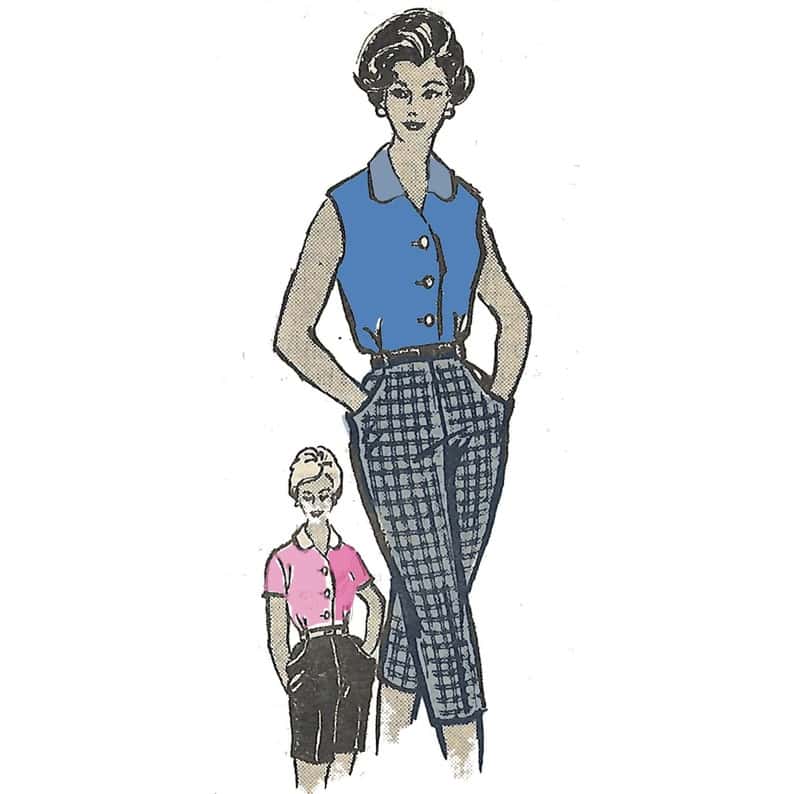 PDF Vintage 1950s Pattern Sleeveless Blouse Short & image 1