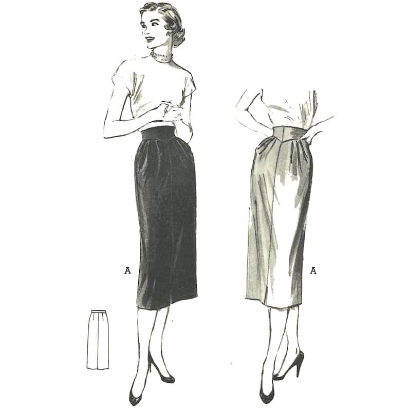 PDF 1950's Sewing Pattern: Wiggle Arrow-Slim Pencil image 1
