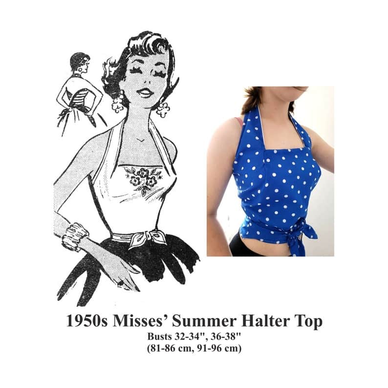 1950s Wrap Halter Top Sewing Pattern / Busts 32 34 & 36 image 1