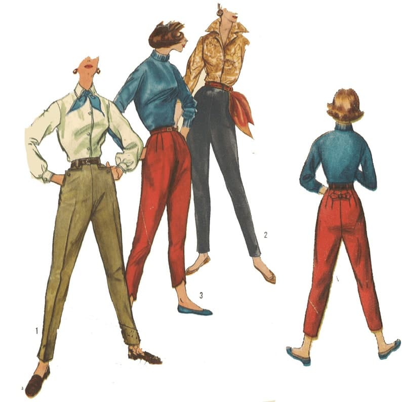 Women's 1950s Pants: Cigarette, Capri, Jeans Fashion History