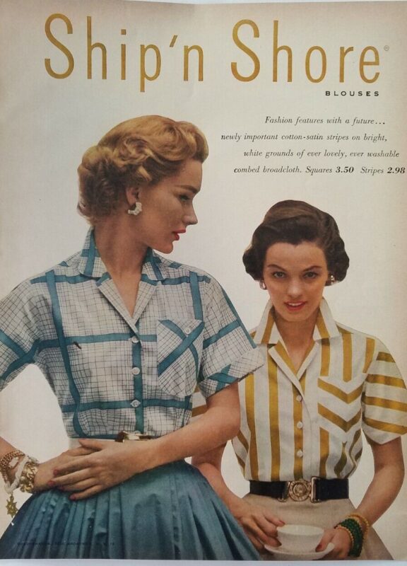 1954 women's Ship n Shore cotton satin blouse vintage fashion ad - Picture 1 of 1