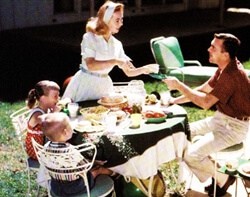 1950s family outdoor eating