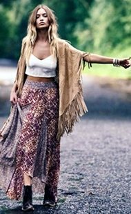 hippie girl hitchhiking