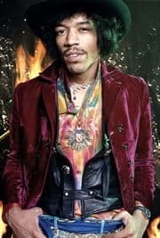 Jimi Hendricks in hippie clothes