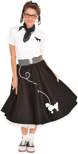 Hip Hop 50's Shop 1950s Poodle Skirt, Petticoat, Polo Shirt with Accessories, Adult 7 Piece Costume Set