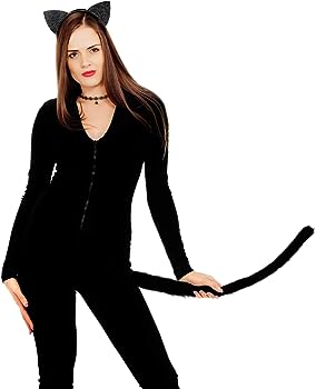 3 Pieces Black Cat Costume Set Glitter Cat Ears Headband, Cat Tail, Lace Choker Necklace for Women Girls Halloween Cosplay Accessory : Clothing, Shoes & Jewelry