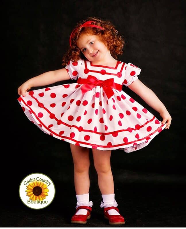 White & Red Polka Dot Shirley Temple Baby Doll Style Short Puffy Sleeve Dress Infant Baby Toddler Girl, Shirley Temple Costume Dress