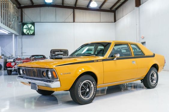 A yellow 1971 AMC Hornet.