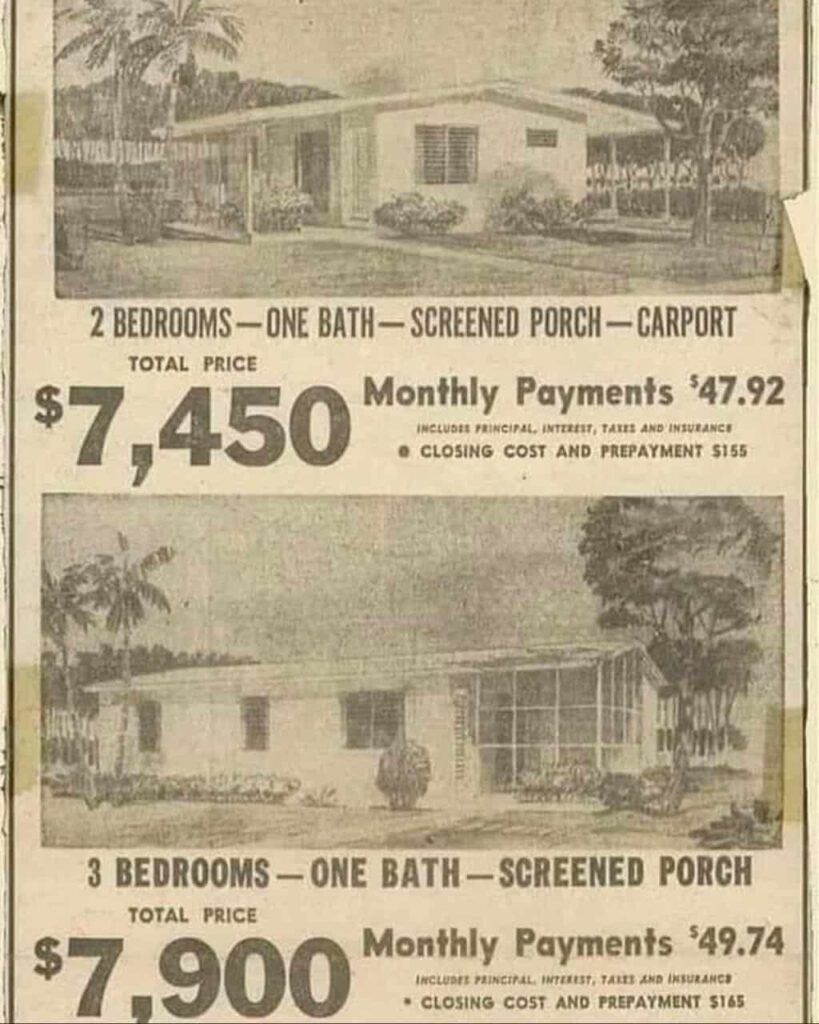 Mortgage Ads in the 50s with monthly payment of $47.92